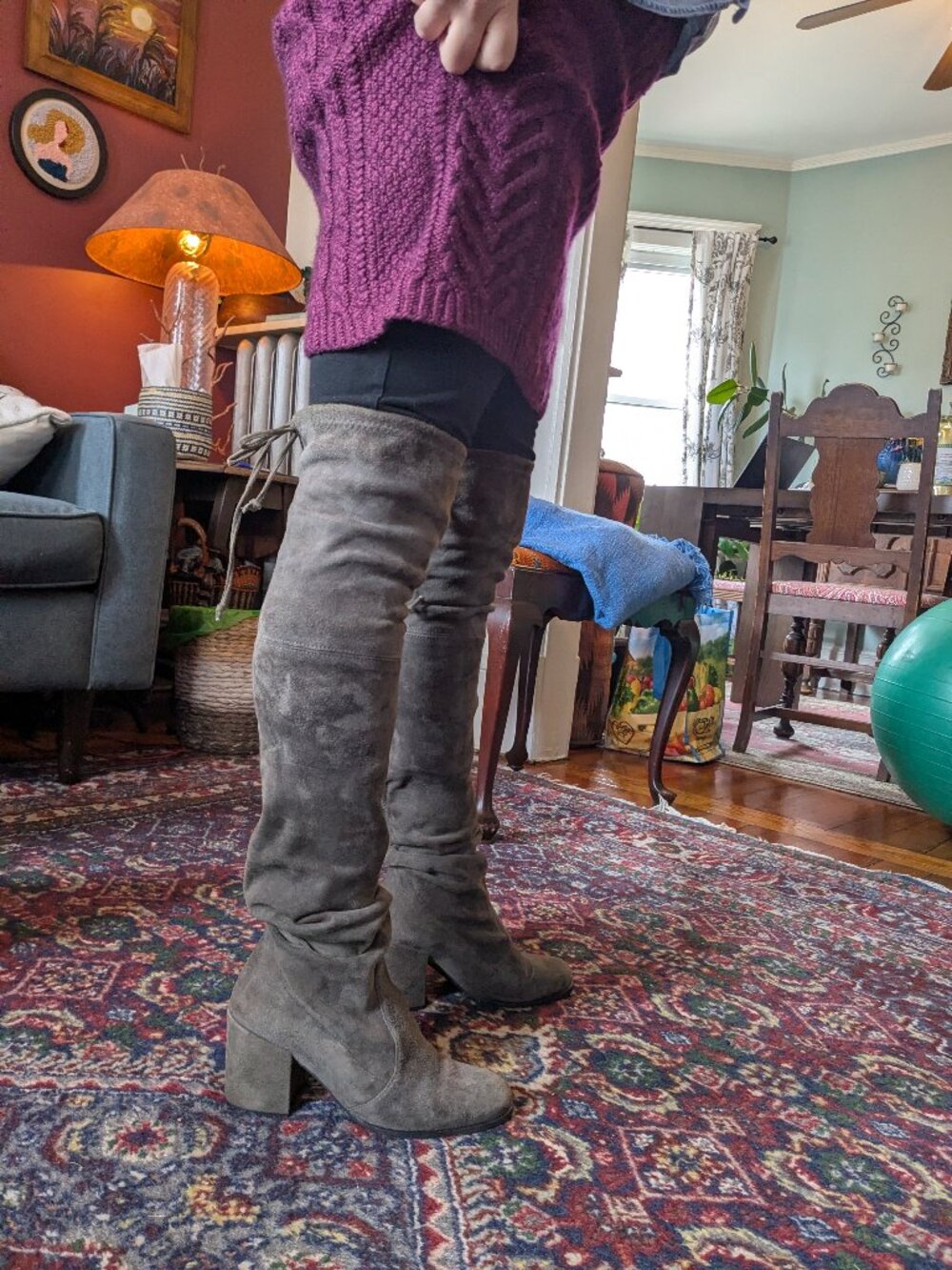 Stuart Weitzman Gray Suede Tieland Thigh High Boots